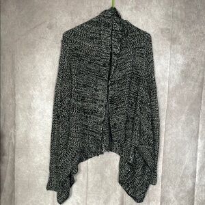 Mudd Heathered Black & White Chunky Knit Cardigan Sweater | Medium